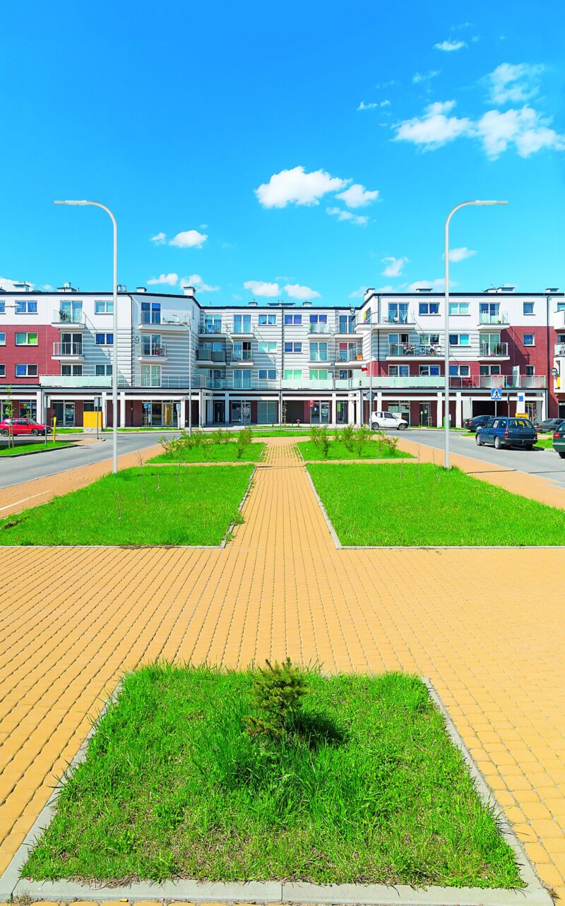 Street with new apartments in poland